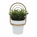 Metal, 11"h Wall Planter, Gold/white