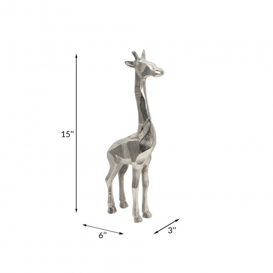 Aluminum Standing Giraffe, 15"silver