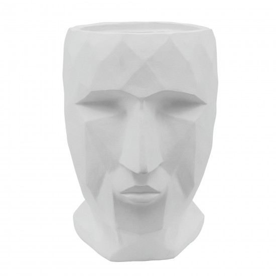 Resin 13"h Face Planter, White