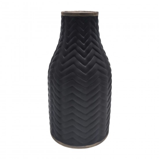 10" Chevron Vase, Black
