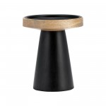 Wood, 6" Flat Candle Holder Stand, Black/natural