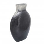 16" Ribbed Metal Vase, 2-tone Black