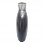 16" Ribbed Metal Vase, 2-tone Black