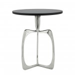 20" Accent Table W/ Black Marble, Nickel Kd