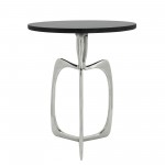 20" Accent Table W/ Black Marble, Nickel Kd