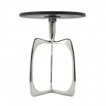 20" Accent Table W/ Black Marble, Nickel Kd