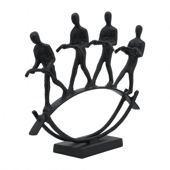 Metal, 15" 4 Men Balancing Act, Black