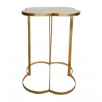 Metal/marble, 15"dx24" Clover Shaped Side Table, G