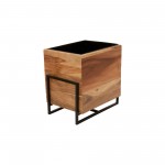 S/2 Wood/metal 14/17" Square Planters, Brown