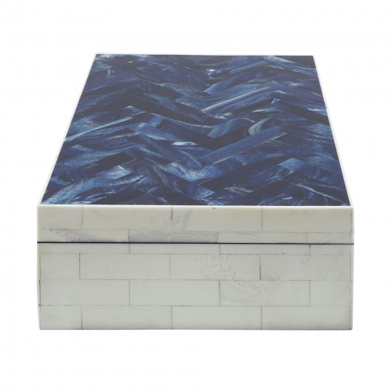 Resin S/2 Herringbone Boxes, Navy