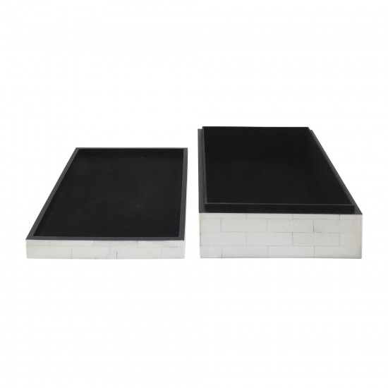 Resin S/2 Herringbone Boxes, Navy
