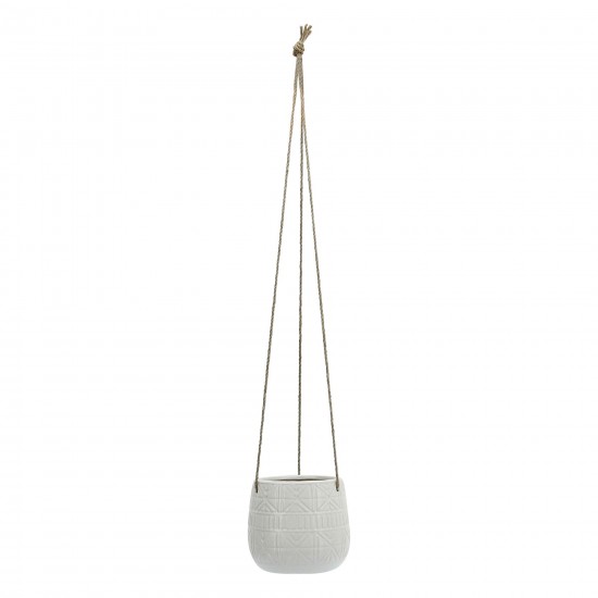 6" Abstract Hanging Planter, White