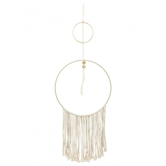 Metal, 30" Curvy Wall Accent W/ Tassels, Natural