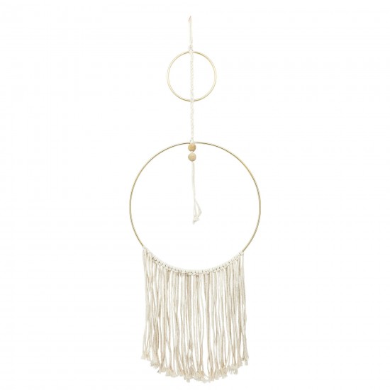 Metal, 30" Curvy Wall Accent W/ Tassels, Natural