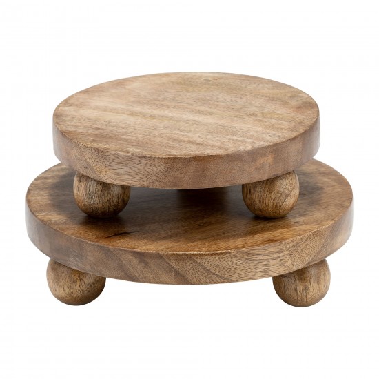 Wood, S/2 8/10"d Round Risers, Natural