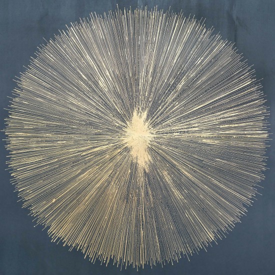 71x71, Hand Painted Shining Gold Leaf Canvas, Blk