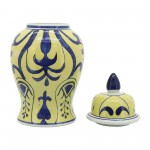 14" Yellow/blue Temple Jar