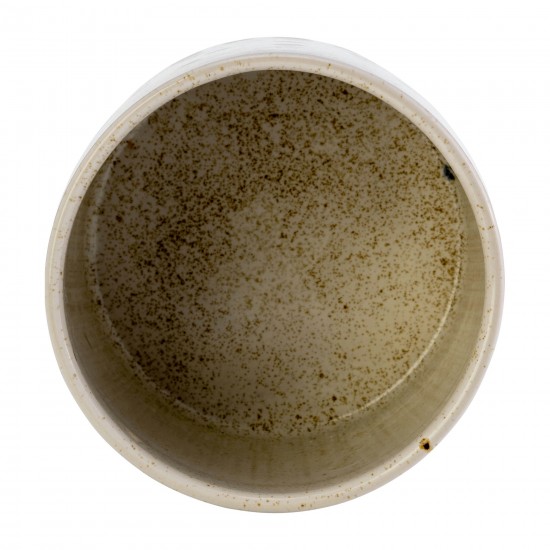 Cer, S/2 5/6", Cylinder Dotted Pot, Wht/blk