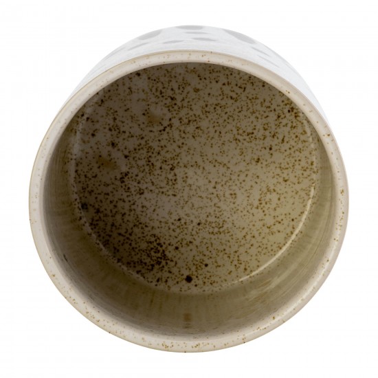 Cer, S/2 5/6", Cylinder Dotted Pot, Wht/blk