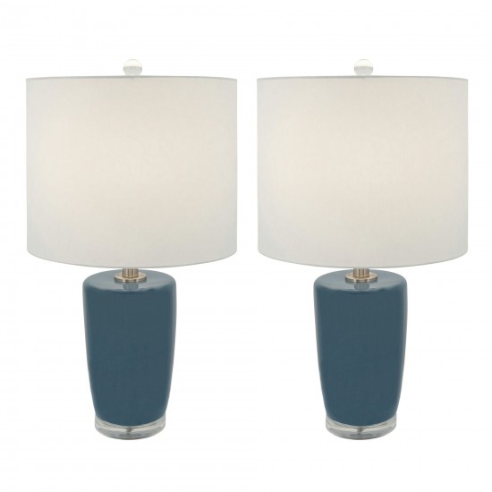 S/2 Ceramic 25" Table Lamps, Blue