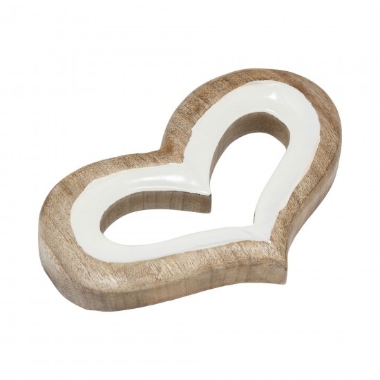 Wood, 10" Heart Deco, White