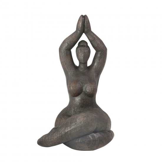 Resin 11" Namaste Female Yoga Figurine, Black