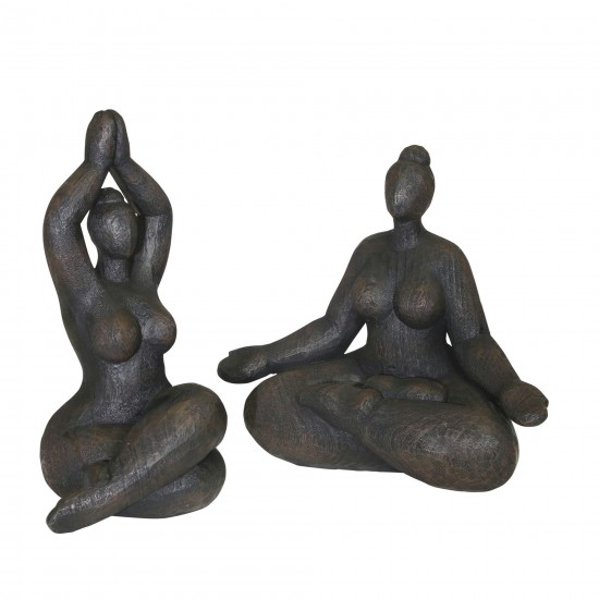 Resin 11" Namaste Female Yoga Figurine, Black