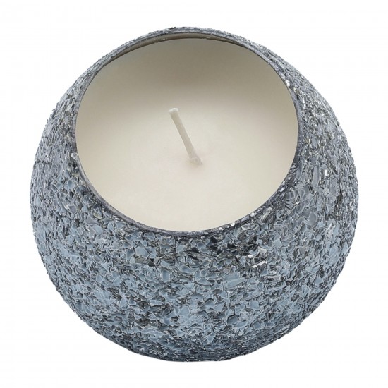 Candle On Gray Crackled Glass 17oz