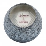 Candle On Gray Crackled Glass 17oz