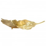 21" Metal Leaf Platter, Gold