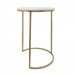 Metal/marble, S/2 21/23"h Side Tables, Gld/wht