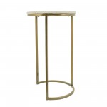 Metal/marble, S/2 21/23"h Side Tables, Gld/wht