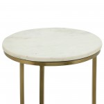 Metal/marble, S/2 21/23"h Side Tables, Gld/wht