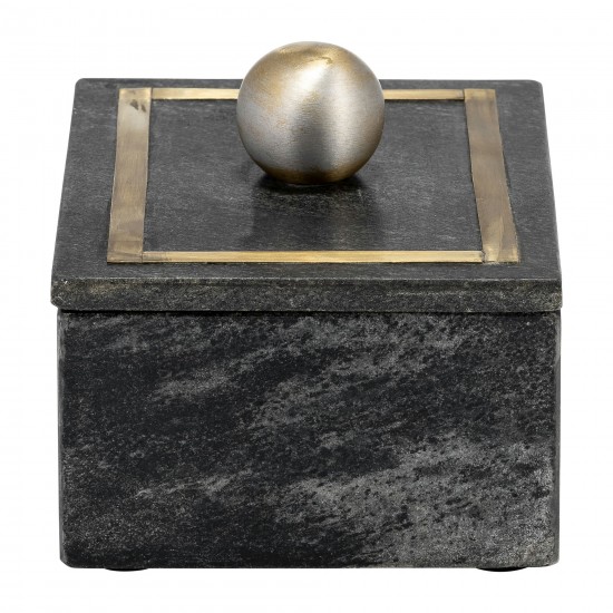 Marble, 7x5 Rectangular Box - Knob, Black