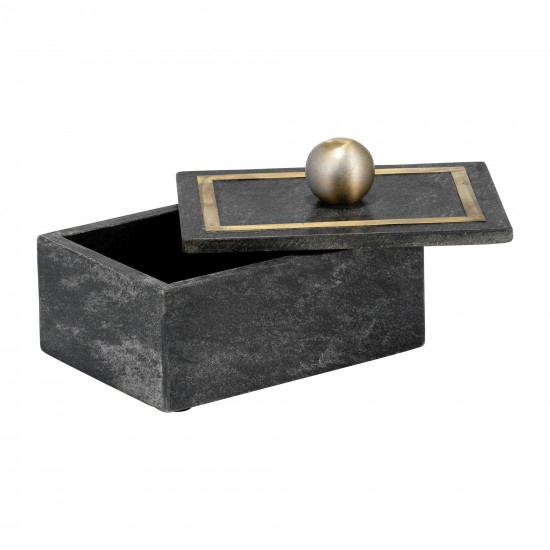 Marble, 7x5 Rectangular Box - Knob, Black