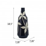 Cer, 19" Leaf Vase, Blue