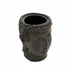 Resin 9" Buddha Flower Pot, Black