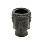 Resin 9" Buddha Flower Pot, Black