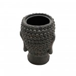 Resin 9" Buddha Flower Pot, Black