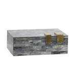 Bone 9" Rectangular Box, Dark Gray/gold