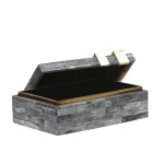 Bone 9" Rectangular Box, Dark Gray/gold