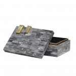 Bone 9" Rectangular Box, Dark Gray/gold