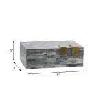 Bone 9" Rectangular Box, Dark Gray/gold