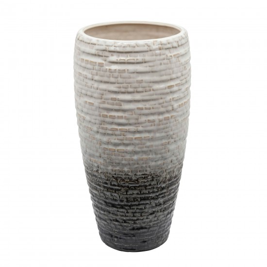 13" Textured Vase, Cream