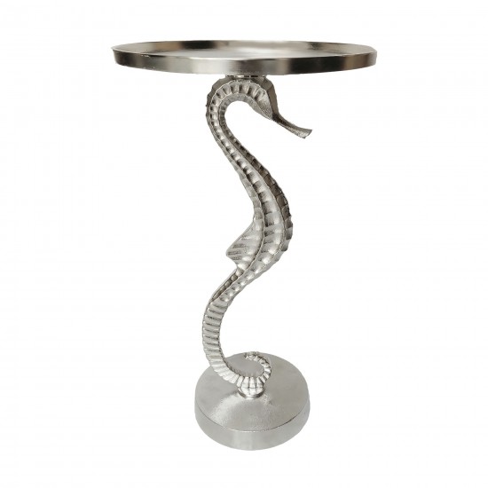 Metal, 24" Seahorse Side Table, Silver Kd