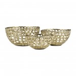 Metal,s/3, 9/10/12" Pierced Bowls, Gold