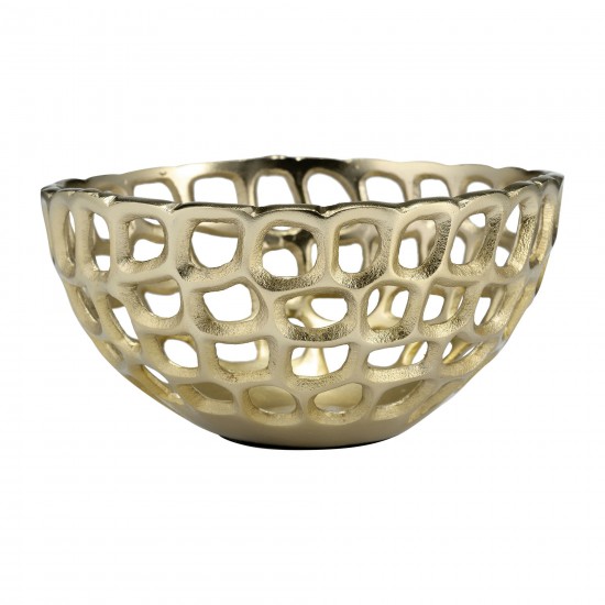 Metal,s/3, 9/10/12" Pierced Bowls, Gold