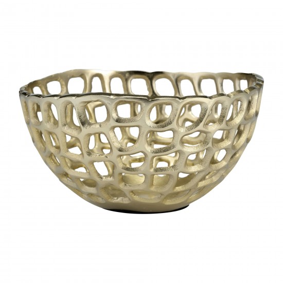 Metal,s/3, 9/10/12" Pierced Bowls, Gold