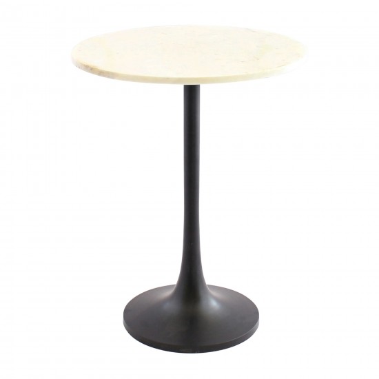 Metal/marble, 23"h Accent Table, Black Kd