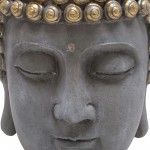 Resin Buddha Head Flower Pot, Gray/gold